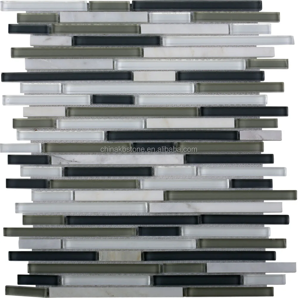 3D irregular glass mosaic black kitchen tile backsplash