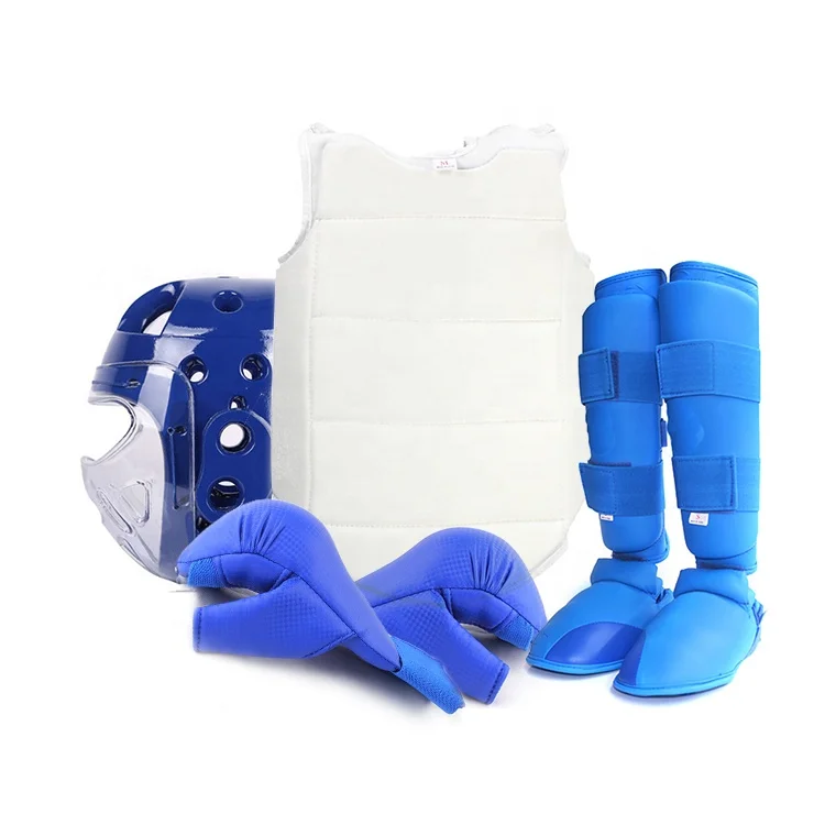 

Customzied wkf safety training protector equipment karate 5-piece set, Red,blue,black,white