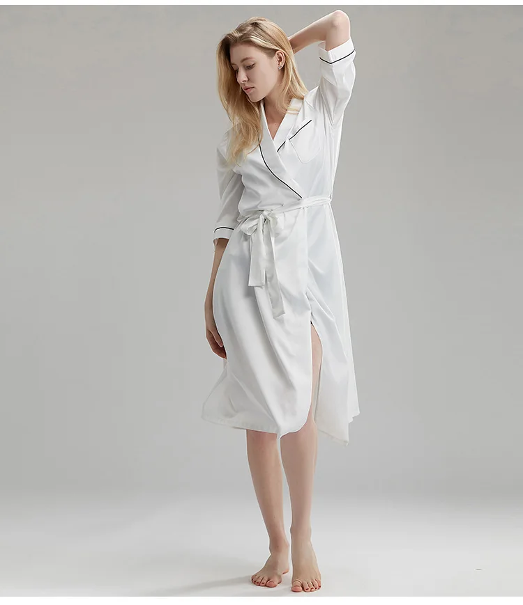 Fancy Long Satin Sleeping Robe Bridal Changing Modal Robe For Female