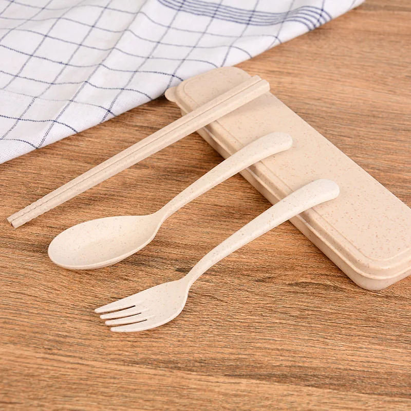 

corn starch biodegradable cutlery travel set, Pink;green;yellow