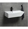 Modern pure white rectangle slim design solid surface bathroom vanity