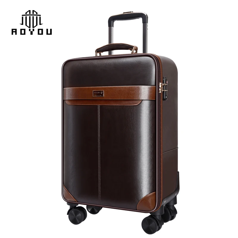 

New Chinese Business Luggage Travel Bag with Pull-rod Box Polyurethane Leather Bag Pull-rod Box, Black,coffee,khaki