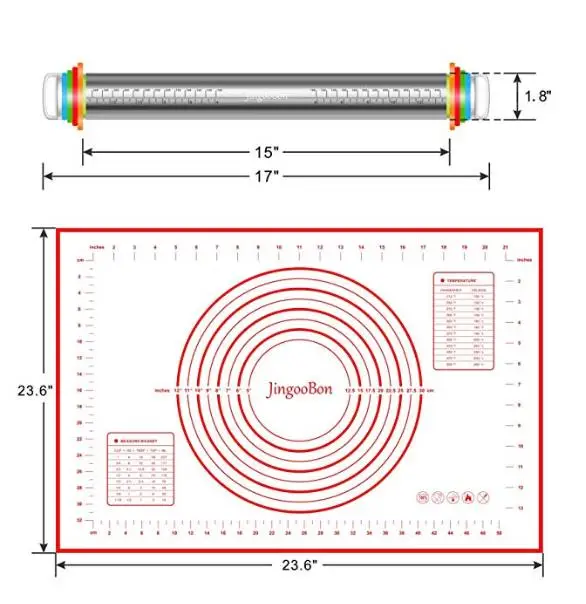 

New Design Reusable High Quality Durable Stainless Steel Food Grade Adjustable Rolling Pin with Silicone Dough Mat for Baking