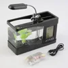 2019 new arrivals USB Desktop Mini Fish Tank Aquarium Glass LCD Relogio LED Lamp Light Black/White led aquarium fish tank