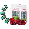 Indigo blue chrome artificial middle length finger nail art tips, mermaid pigment false tips