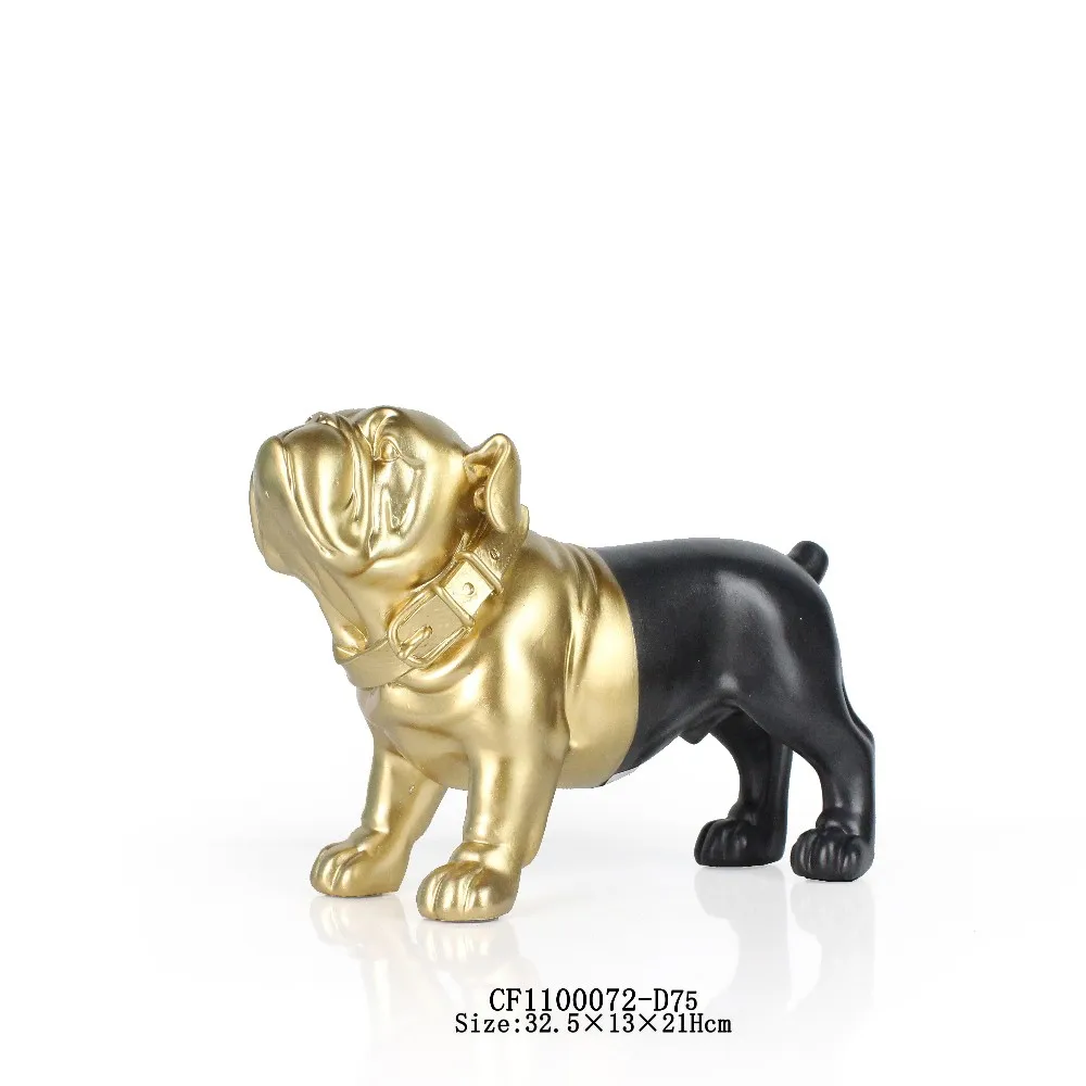 Resin Animal Black Gold English French Bulldog Puppies Statue Dog Figurine for sale manufacture