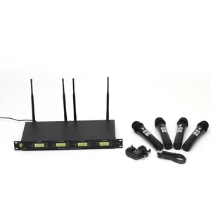 4 Channel four handheld professional cordless uhf echo wireless microphone for party wedding