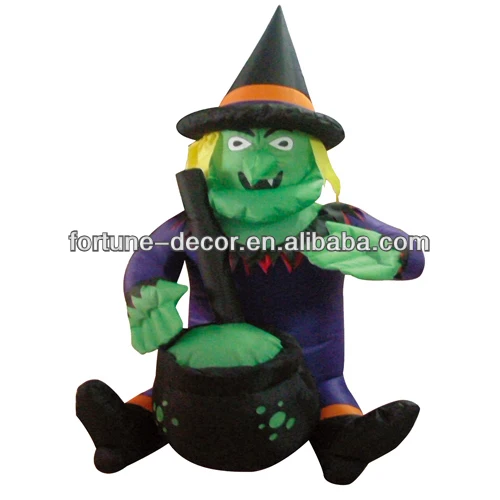 
120cm Halloween inflatable witch with cauldron pot 