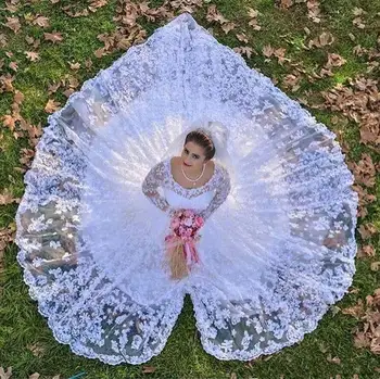Zh3048g Romantic Full Lace A Line Wedding Dresses Arabic Long