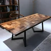 Straight side solid south America walnut beautiful splicing wood slab table top