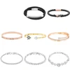 2019 SWA High Quality Crystal Simple Women's Bracelet Rose Gold Fashion Star Bangle Black Exquisite Men's Leather Hand Strap