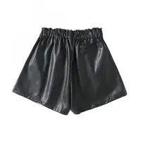 

PU Leather Women Shorts black color in stock 297332