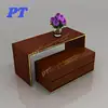 Clothing Store Promotion Desk Dark Wood Veneer With Metal Frame 2 Nest Of Tables