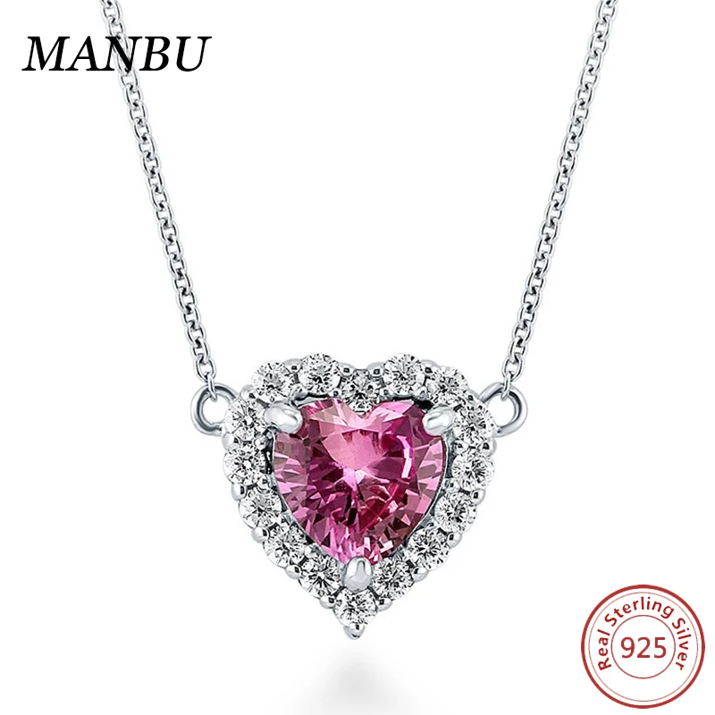 

925 sterling silver jewelry big pink CZ pendant necklace JP22580-P, Customized
