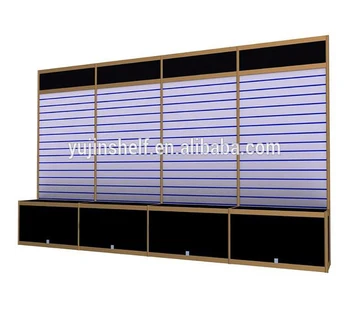 Shop Fitting Wooden Slat Wall Lockable Aluminium Display Cabinet View Wooden Slat Wall Display Cabinet Yujin Product Details From Guangzhou Yujin Shelf Display Co Ltd On Alibaba Com