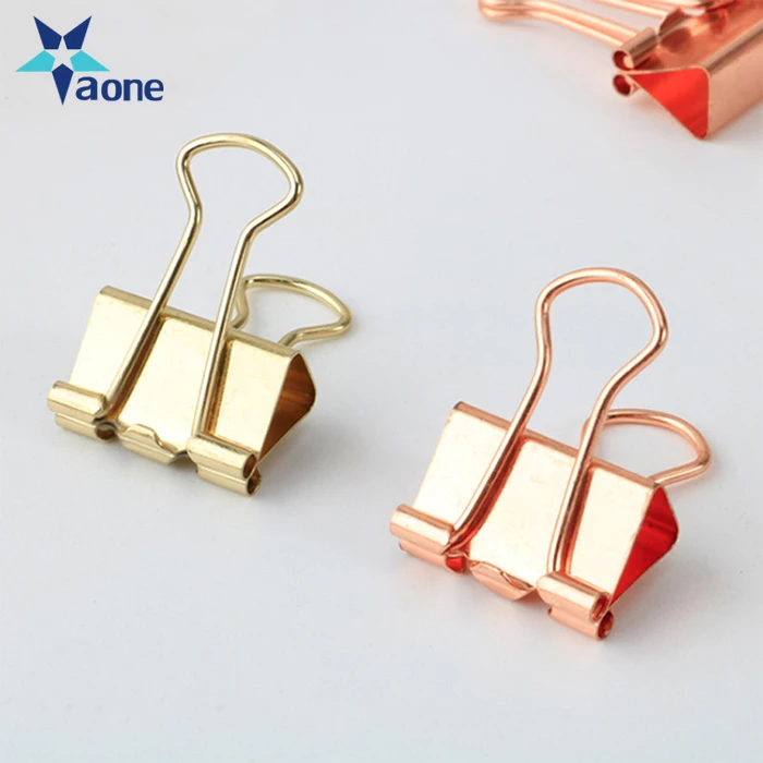 
Custom 19mm Solid Color Rose Gold Metal Notebook Binder Clips With Box Notes Letter Paper Clip Office Supplies 