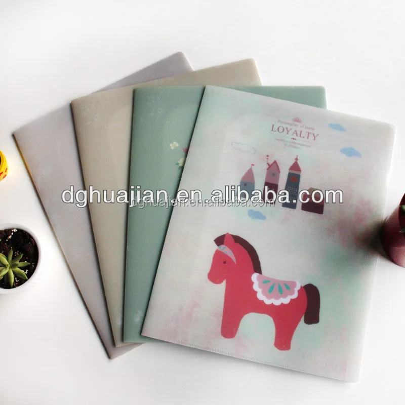 
New design customized clear PP l shape file folder 