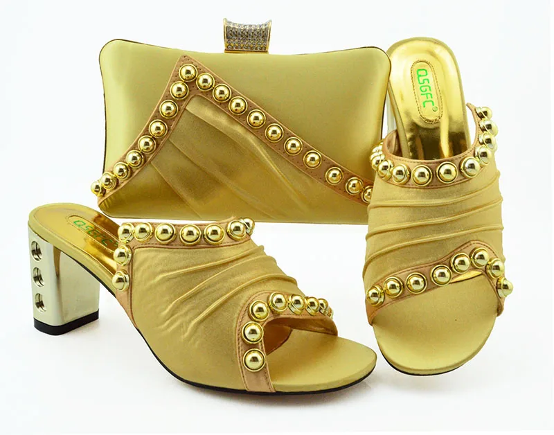 

Rortydream high heel slippers gold shopping shoes and bag casual shoes MM1090