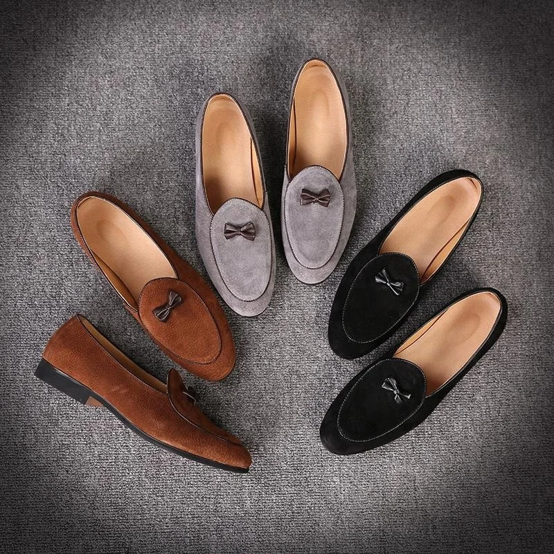 

SS0278 Western style 2019 wholesale latest stylish business shoes new fashion bowknot slip on shoes men's casual shoes, Black,brown,gray