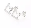 V shape design 925 sterling silver earrings mount DIY pearl accessories lovely studs
