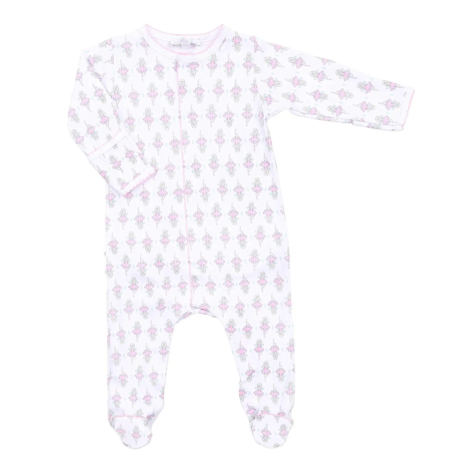 Magnolia Baby Baby Girl Vintage Pram Printed Ruffle Footie Pink