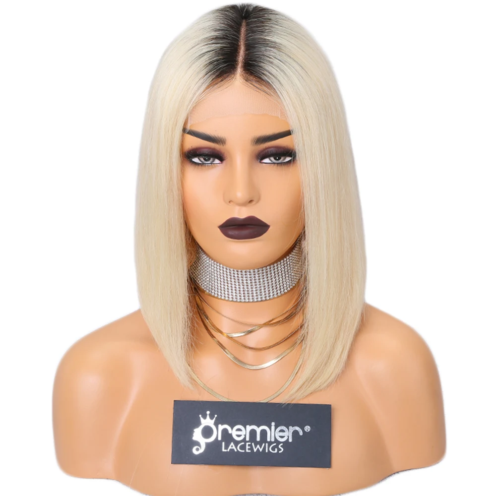 

Premier 4.5 inch Lace 12inch 150% Short Bob Ombre Blonde Lace Front Wig Human Hair