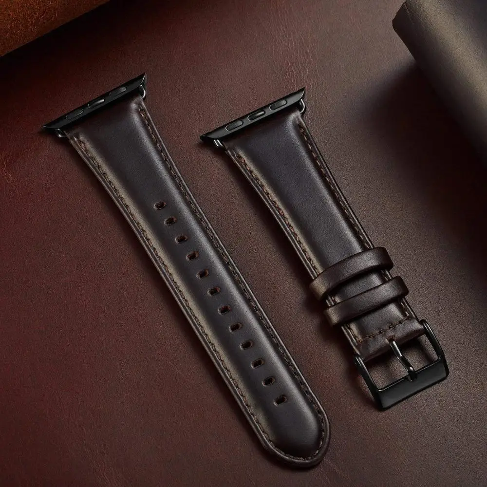 

Hot Sales Best Business Gift Genuine Leather Watch Band Strap for apple watch leather bands, Dark brown