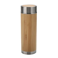 

Eco-Friendly 15oz Bamboo Wooden Stainless Steel Water Bottle Natural Double Walls Vacuum Bamboo Bottle