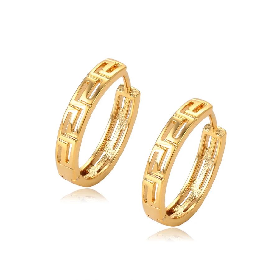 

90071 xuping manufacturer charming hoop shaped unique earrings with 24k gold plated setting cubic zircon