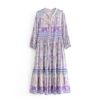 

Fashion v neck bohemian style long holiday dresses women summer beach casual clothes