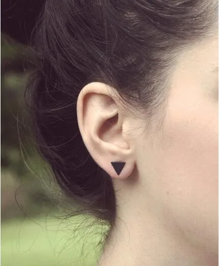 

New fashion black gold silver triangle stud earrings for women gifts jewelry