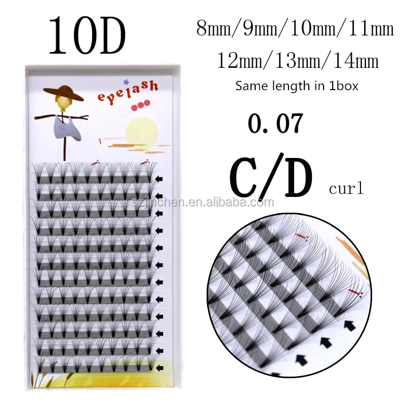 

Private label 100% handmade 12 rows 0.07mm 10 roots/Cluster 3D mink Individual Eyelash Cluster EyeLashes Extension