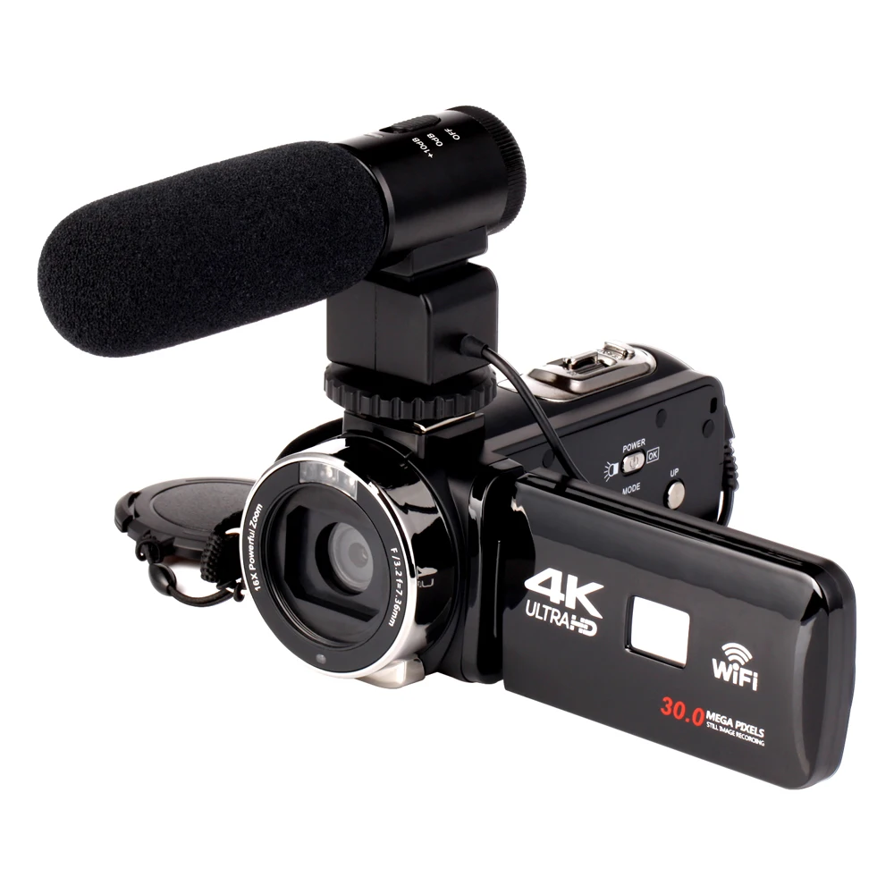 

High Definition 4K Wifi Wireless Video Camcorder With External Microphone