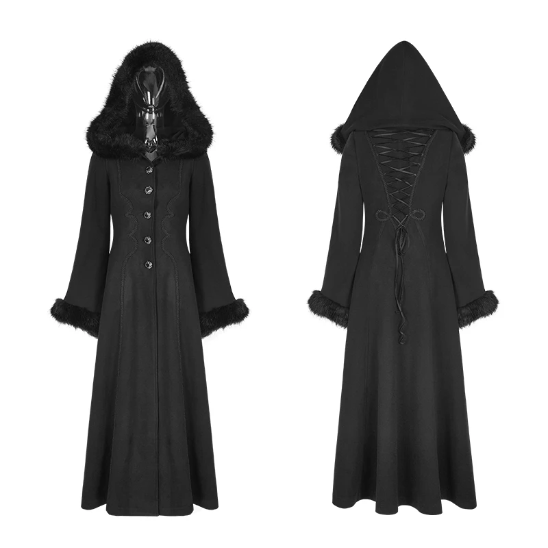 Y-796 Gothic New Winter Disc Flowers Long Women's Parka Outerwear Worsted Coat