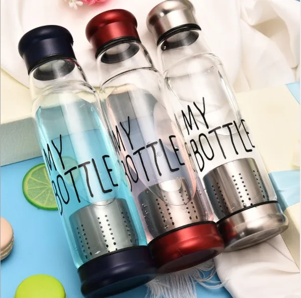

550ML custom logo borosilicate glass water bottle