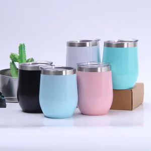 Image of 9oz 12oz Double Wall Glass Wine Tumbler Stainless Steel Vacuum Insulated Coffee Cup