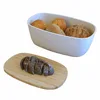 Bamboo Cutting Board Lid with Plastic Bread Boxes Food Storage Containers