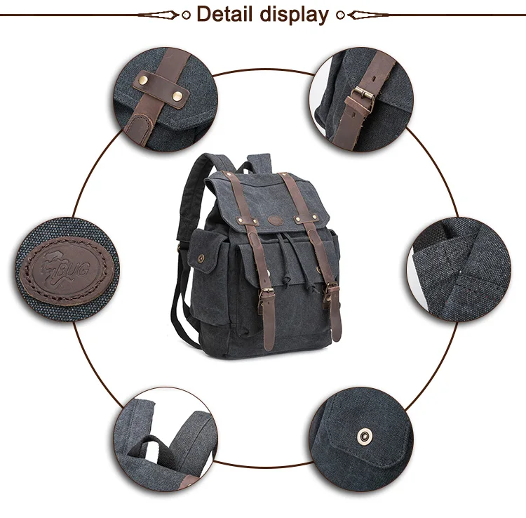 2018 Hot sale 16oz Washed Canvas laptop backpack for school