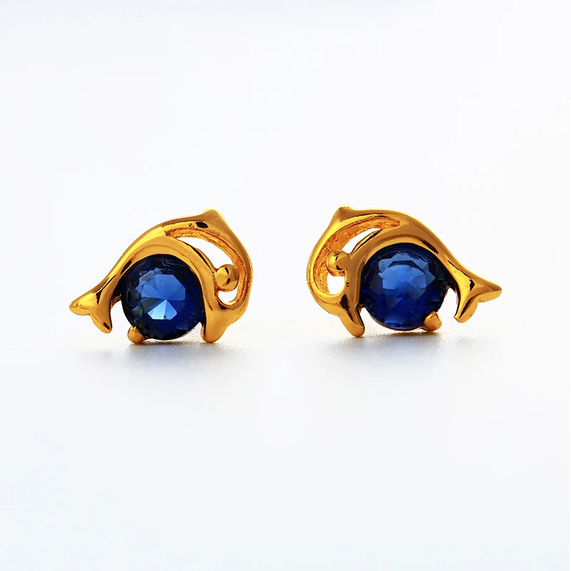 

xuping latest designer cubic zircon gold cute dolphin shape stud earrings