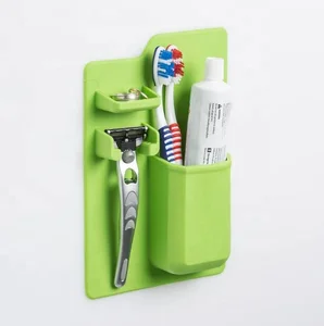 Image of Silicone Toothbrush Holder / Strong Suction Bathroom Organizer / Wall Mounted Toothbrush Razor Holder
