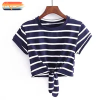 

Maxnegio crop top mujer women striped t shirt