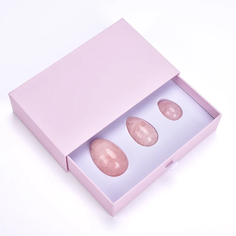 

Rose quartz nephrite jade eggs for kegel exercise with beautiful box, Pink