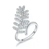 High Quality Women Noble Olive Branch Diamond Ring Luxury Rhinestone Cubic Zircon CZ Micro Pave Leaf Design Ring