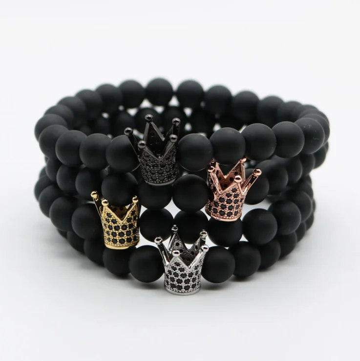 

Fashion charm bracelet Copper CZ crown bracelet Pulsera hombre
