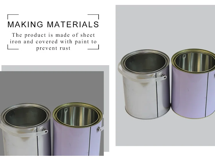 4 Liter White Coating Round Empty Small Paint Tin Cans With Plastic