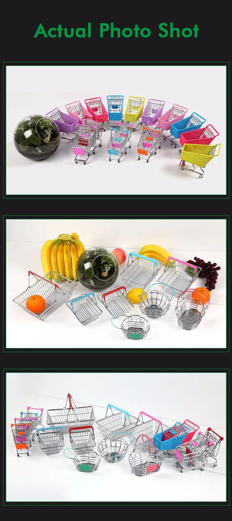 Colorful Miniature Small Kids Grocery Trolley Desk Organizer Mini