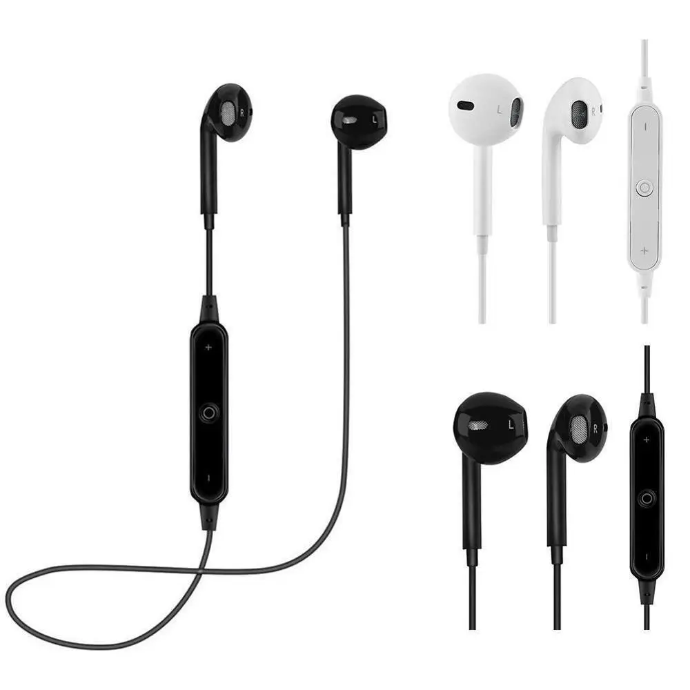 S6 Wireless Headset Bluetooth Earphones Headphones Sport Gym For iPhone 7 8 X Samsung S8 S7