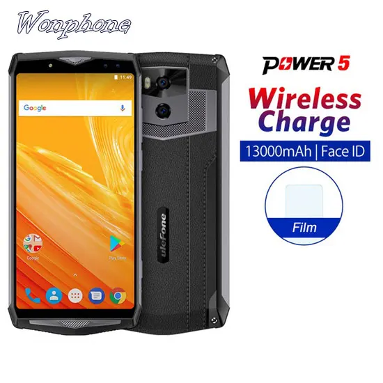 

Ulefone Power 5 4G Smartphone 6.0 FHD MTK6763 Octa Core Android 8.1 6GB+64GB 21MP Wireless charger Fingprint Face ID 13000MAH