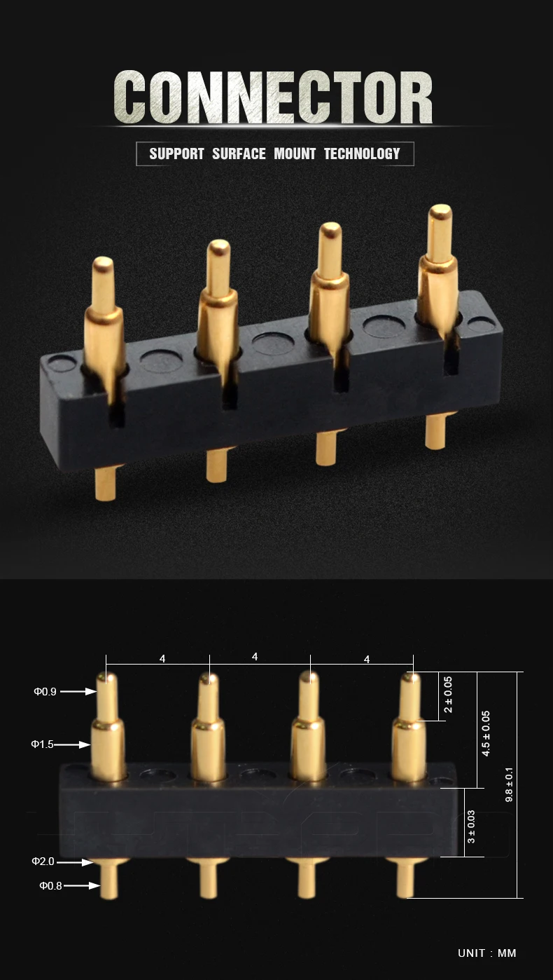 4PIN spring loaded electrical contact pins pogo pin adapter connector