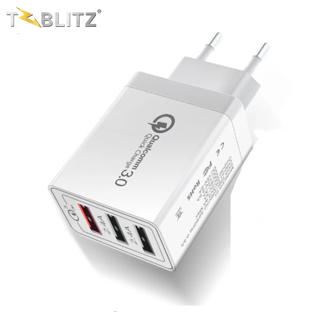 

QC 3.0 With 3 Ports Quick Charger Adapter For iPhone Xiaomi Samsung EU US UK Plug USB Wall Charger, N/a
